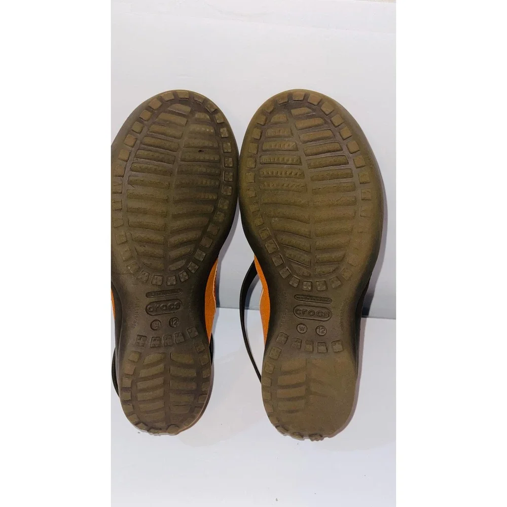 Crocs Womens Adrina Mary Jane Size 12 Orange Brown Canvas Comfort Clog